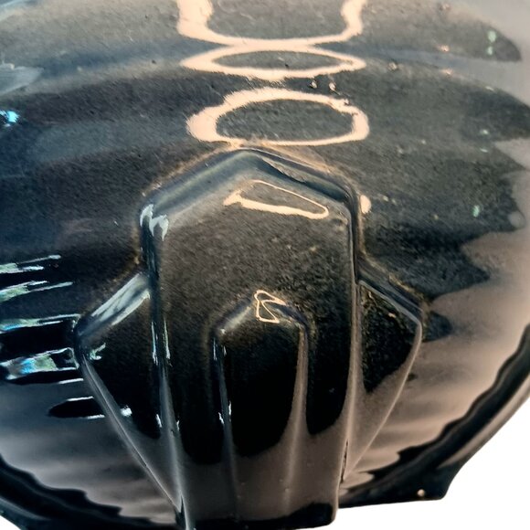 1930s Deep Blue Style Ribbed Geometric Design Art Deco Vase - Picture 7 of 14